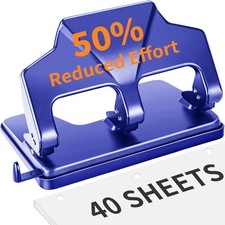 AFMAT 3 Hole Punch, 9/32" Holes, 40-Sheet Capacity, 50% Effort Reduced