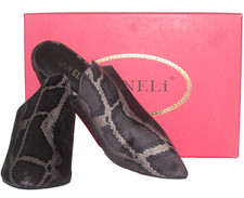 New Womens Ladies VANELI Black Grey Velvet Snake Slide Mule Heel 7 M Orig 195