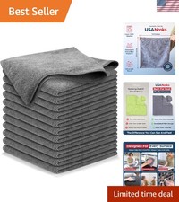 Microfiber Cleaning Cloth Grey - 12 Pcs 12.5"x12.5" - High Performance - 1200...