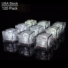 120PCS Glow in the Dark Led Ice Cubes White Light up in Drinks for Wine Parties