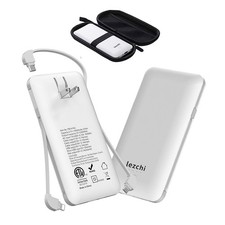 "Ultra Slim 10000mAh Power Bank with Built-in AC Plug  USB-C for Cellphones"