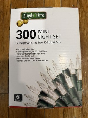 Jingle Time 300 MINI LIGHT SET - Green Wire Clear Mini Light Set - Open box