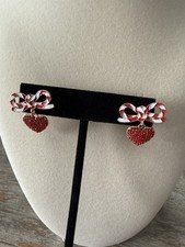 Christmas Stocking Heart Rhinestone Earrings
