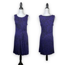 Ann Taylor LOFT Medium Purple Black Cheetah Print Knee Length Jersey Knit Dress