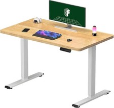 Image of FLEXISPOT ONE PIECE Electric Standing Desk, Home Office 100 x 60 cm Maple Boxed