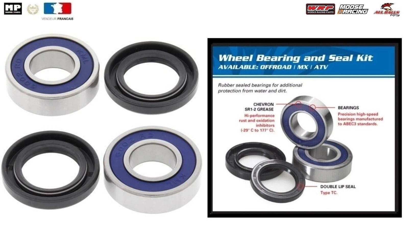 Roulement de roue avant 25-1045 pour quad Hyosung TE50 et TE90