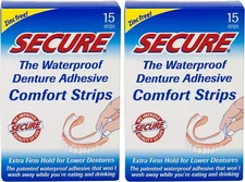 Secure Denture Adhesive Strips – Zinc Free – Waterproof – Comfortable White 