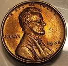 1935 1c Lincoln Wheat Cent Uncirculated Red