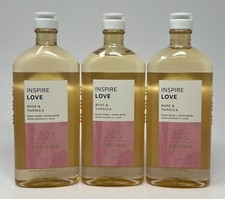 3 BATH  BODY WORKS AROMATHERAPY INSPIRE LOVE ROSE VANILLA WASH FOAM SHOWER GEL