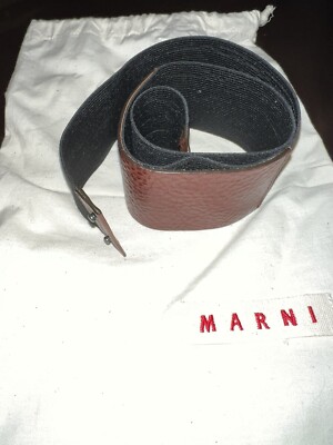 Marni M/L Elastic Black Belt Brown Leather Wide Double Snaps Stretchy Women Marni Woman main image 2