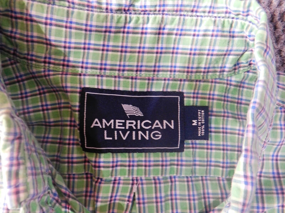 Camisa masculina American Living verde média xadrez botão para cima clássica - Imagem 4 de 4