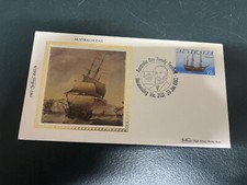 (327) Australia SILK FDC (Benham) Autralia Day 1983 (2 sailing ships)