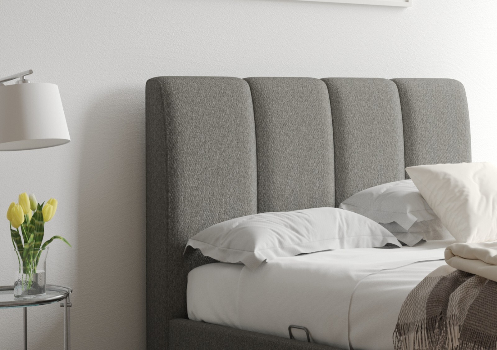 Grey Luxury TV Bed Ottoman/Storage King Size/5ft Copenhagen by