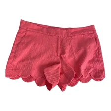 Crown & Ivy Salmon Pink Scalloped Hem Textured Shelby Shorts Women's Size 12