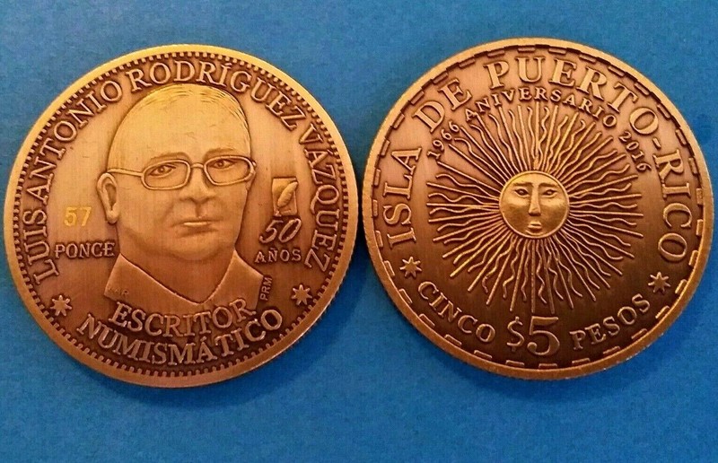 Vale $5 LUIS ANTONIO RODRIGUEZ Medalla PONCE Puerto Rico Ficha token In Trade