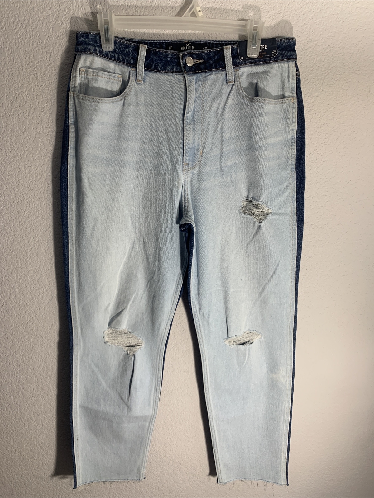 Hollister Mom Jeans Women Size 11R Blue Denim Stretch Patchwork Ultra High Rise-image