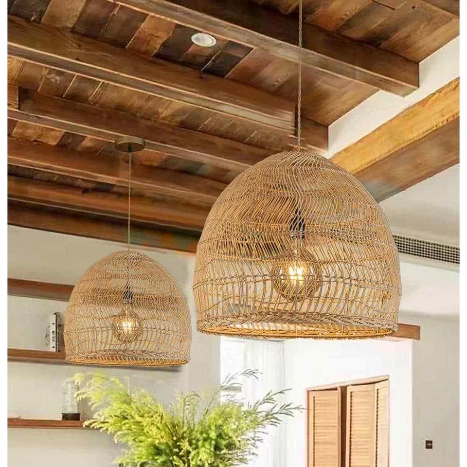 ELE Luz Decoración Aura Aireada Ratán Colgante Luz Natural Hecho a Mano Tono en Latón Foto 4 de 4