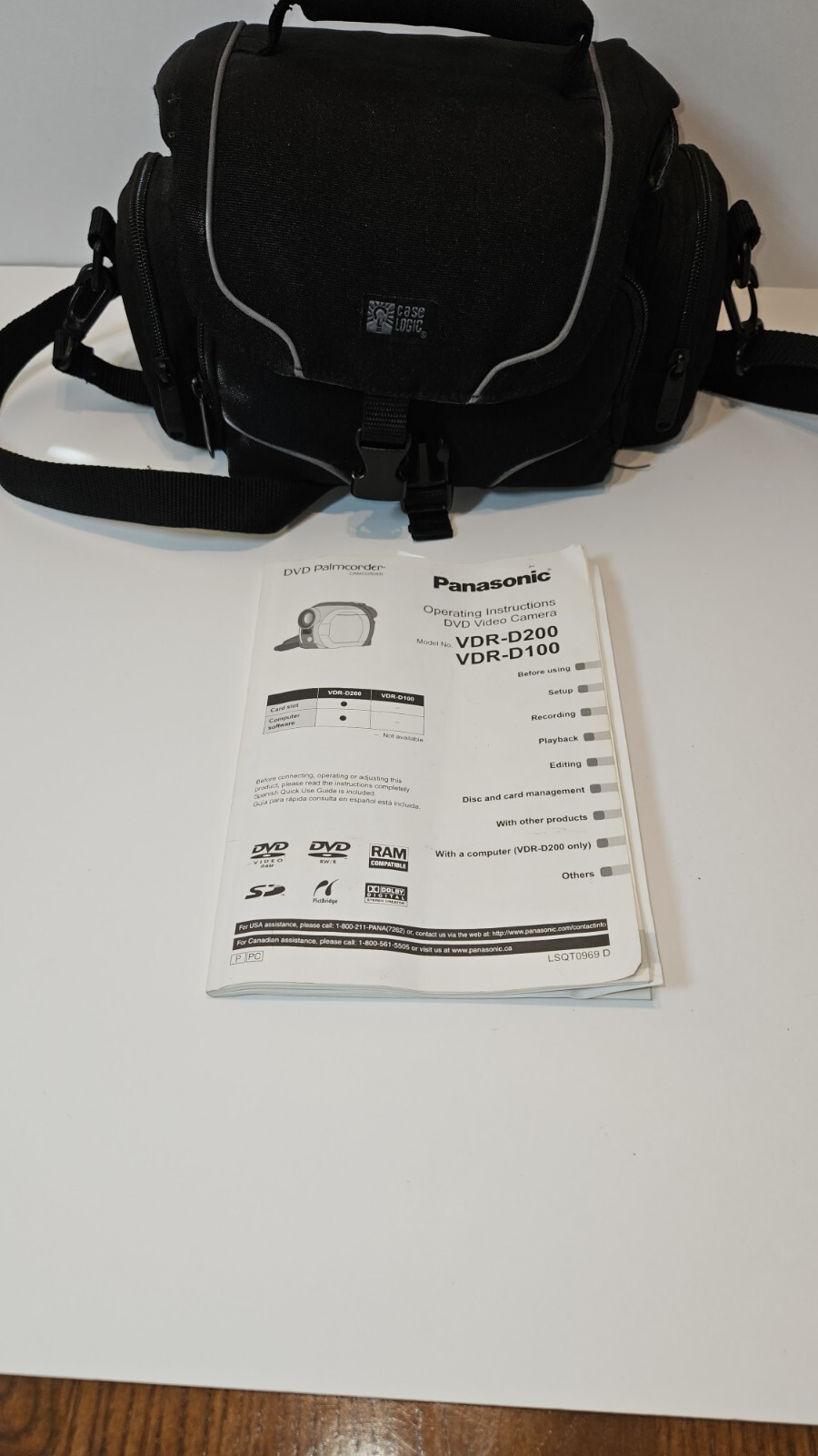 Panasonic VDR-D100  DVD DVD-R Camcorder Handheld W/ AC Adapter, Case, Batteries