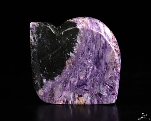 Gemstone 2.2" Russian Charoite Hand Carved Crystal Skull Fine Art Sculpture - Picture 5 of 8