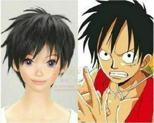 Perruque courte COSPLAY Monkey.D. Luffy ONE PIECE noire pointue mode anime - Photo 1 sur 8