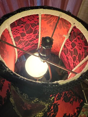Handmade Victorian Red/Black/ Milagro Heart w Sequins Pleated