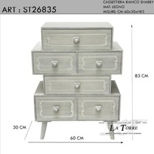 Comò camera da letto cassettiera stile shabby classico legno bianco shabby chic 