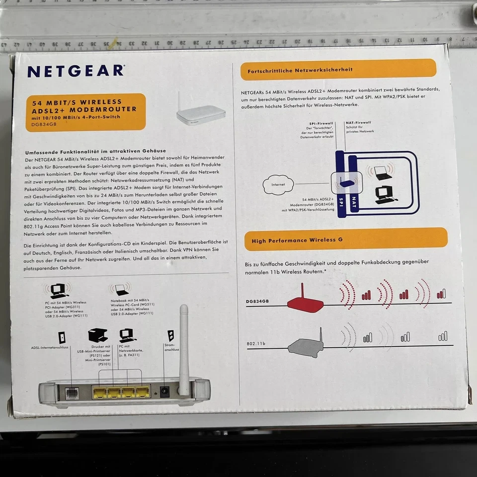 Netgear Wireless ADSL2+ Modemrouter mit 4-Port-Switch DG834GB - Bild 2 von 4