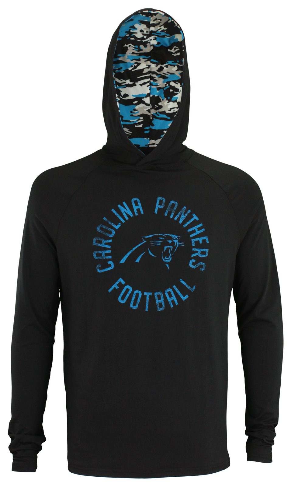 Легкая камуфляжная рубашка NFL Mens Carolina Panthers Mini Camo с длинным рукавом и капюшоном, черный