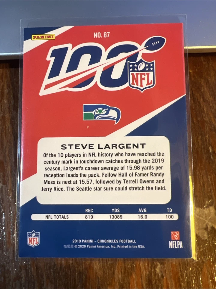 Steve Largent 2019 Panini Chronicles NFL 100 Red #87 HOF /199 Seahawks - Image 4 of 4