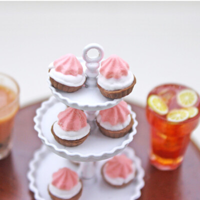 9PC 1:12 Scale Dollhouse Miniatures Cream Cup Cake Dessert Mini Food Kitchen Set