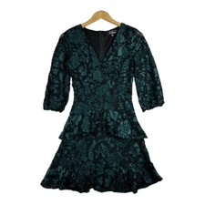 Lulus New Journey Forest Burnout Velvet Half Sleeve Dress size XS Green/Black