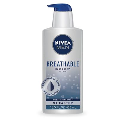 NIVEA MEN Breathable Body Lotion, 48 Hour Hydrating Lotion, 13.5 Fl Oz Bottle
