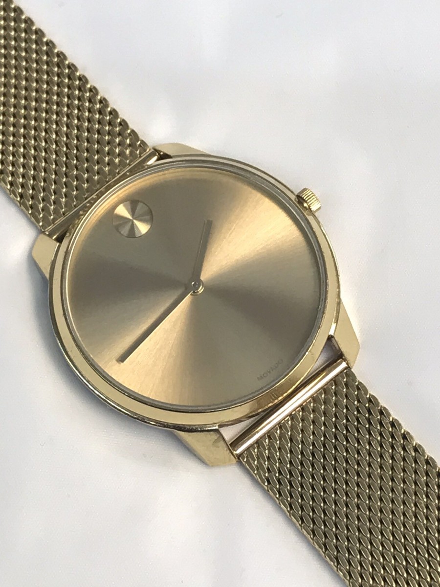 新品 MOVADO BOLD ゴールド メッシュベルト 腕時計 3600833 Movado Bold Men's Swiss Quartz Stainless Steel and Mesh