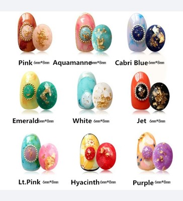 10pcs New 3D Oval Reto Luxurious Gold Foil Resin Gem Stone Nail Art Decorations