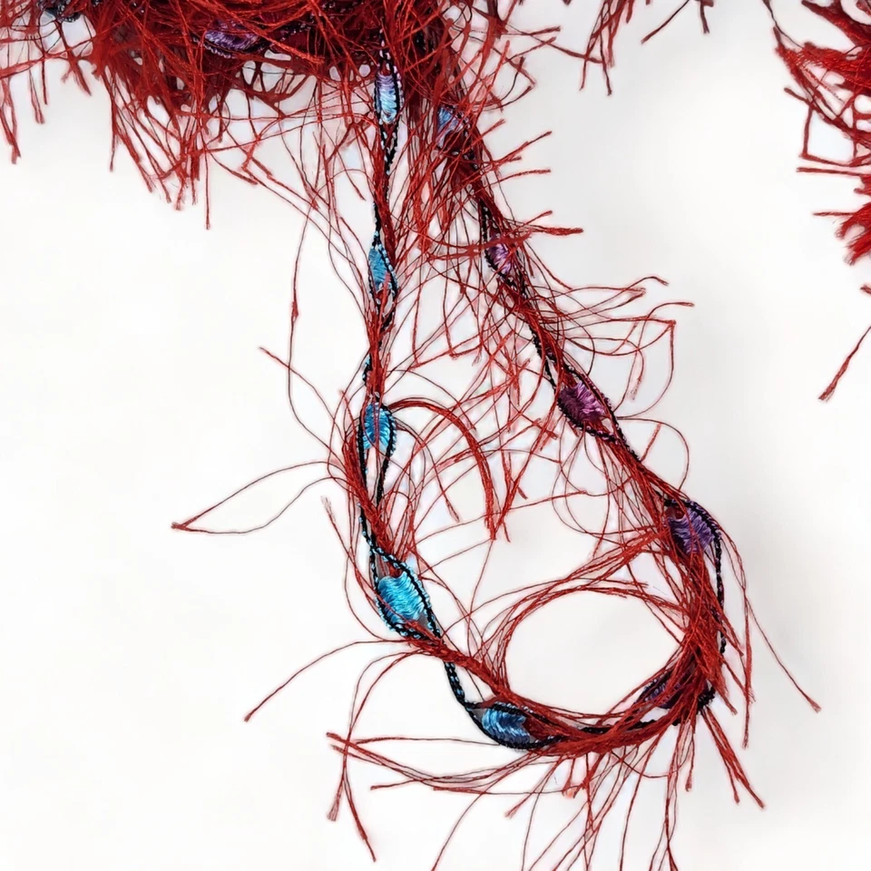 Moda Dea Fur Ever Yarn Red Hot 3926 Metallic Eyelash Lot of 10 Skein - Image 3 of 4