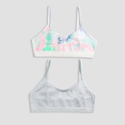 Maidenform Girls' 2pk Bonded Crop Tie-Dye Bra - Pale Lavender/Light Blue S