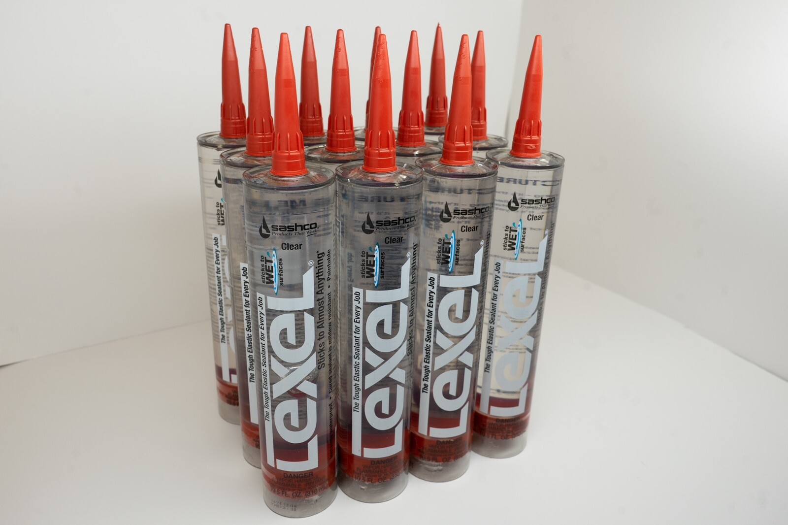 12 pack 10.5Oz Sashco Sealants Clear Lexel Adhesive Caulk, 10.5Ounce