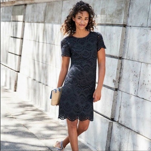 Boden short sleeve navy lace sheath dress | eBay