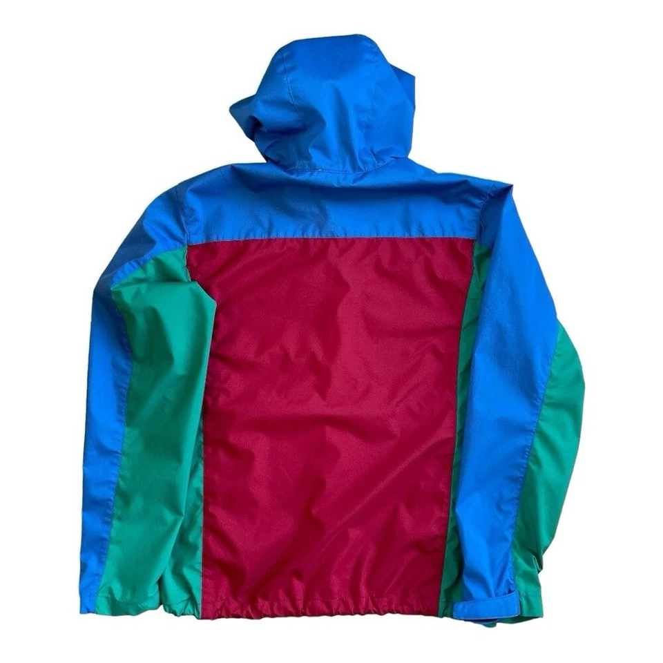 Hawke & Co. Chaqueta de Lluvia Ligera con Capucha Años 90 Bloques de Color Rojo Amarillo Verde Foto 3 de 4