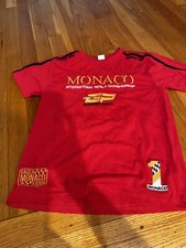 Vintage Boys Monaco Grand Prix Red Embroidered World Championship Shirt Sz 10