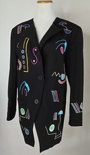 Vintage Gary Fabrikant 100% Wool 2 Button   Embroidered Jacket Accents Size 10