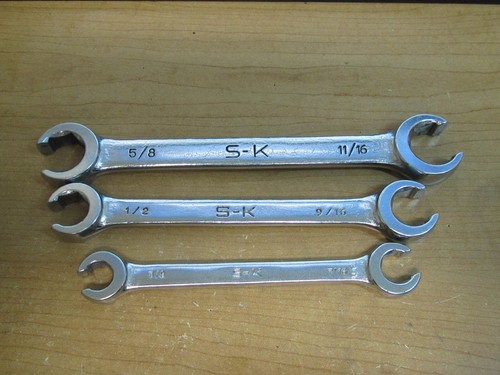 SK Tools USA 3pc SAE Flare Nut Line Wrench Set No. 383 w/ F-2022, F-1618, F-1214 - Picture 3 of 4
