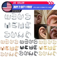 12PCS/SET Ear Cuff Wrap Non-Piercing Earrings Fake Cartilage Ear Clip-On Earring