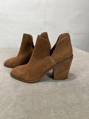 Steve Madden Ankle Boots AKER Bootie Suede Leather Boho Western Block Heel 7.5