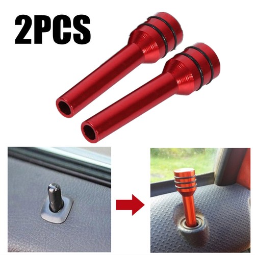 2pcs Red Car Interior Door Locking Lock Knob Pull Pins Cover Auto Accessories