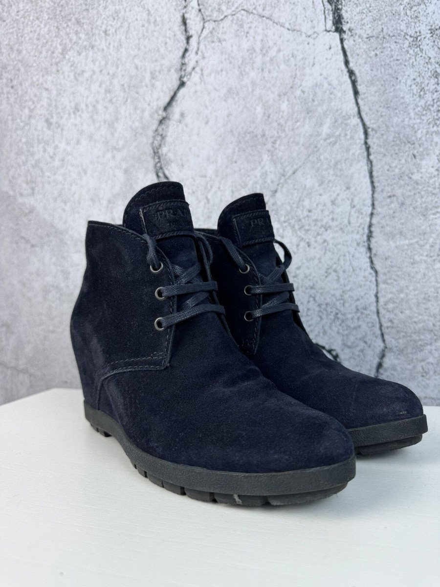 Prada sweade blue boots 9 Prada Fall 2015 Powder Blue Suede Over The Knee Boots Light  main image 3