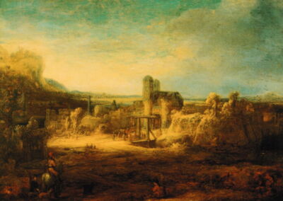 Kunstkarte Rembrandt ''Landschaft mit einer Zugbrücke''