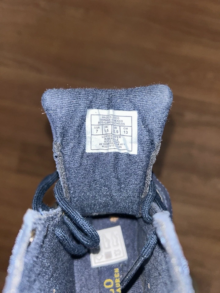 Polo Ralph Lauren Criança Meninos Ranger Alta LL Botas Urso Azul Marinho Novo Autêntico Tamanho 7 - Imagem 4 de 4