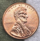 1998 P Lincoln Wheat Cent Penny Brilliant Uncirculated RED Planchet Error