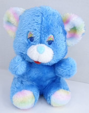 Vintage Blue Teddy Bear Plush Rainbow Ears Heart Nose Taiwan